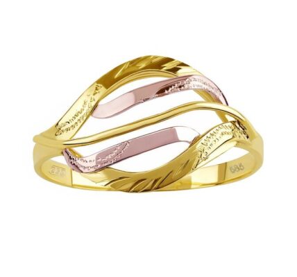 Zlatý prsteň s ručným rytím Adele zo žltého a ružového zlata veľkosť obvod 55 mm
