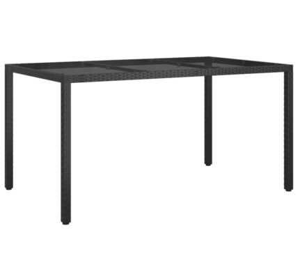 vidaXL Záhradný stôl 150x90x75 cm tvrdené sklo a polyratan čierny