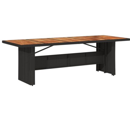 vidaXL Záhradný stôl s akáciovou doskou čierny 240x90x75 cm polyratan