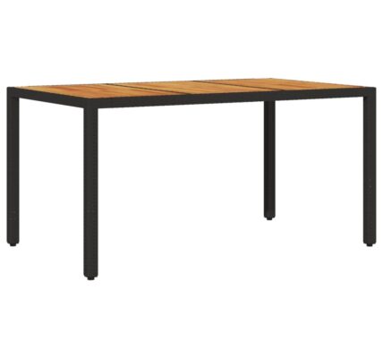 vidaXL Záhradný stôl s akáciovou doskou čierny 150x90x75 cm polyratan