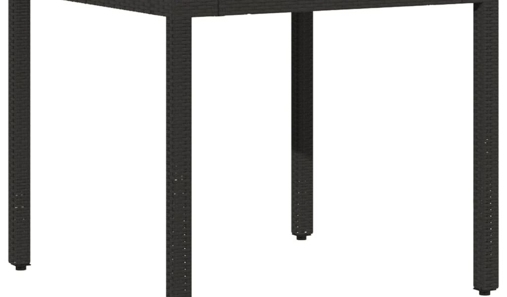 vidaXL Záhradný stôl s akáciovou doskou, čierny 90x90x75 cm, polyratan