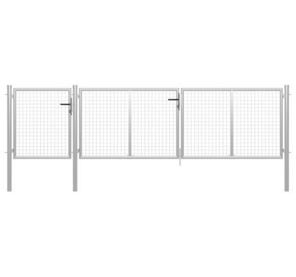 vidaXL Záhradná brána, oceľ 400×100 cm, strieborná