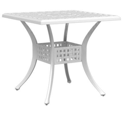 vidaXL Záhradný stôl biely 80x80x75 cm liaty hliník