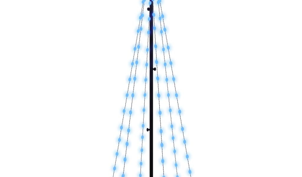 vidaXL Vianočný stromček s hrotom a 108 modrými LED 180 cm
