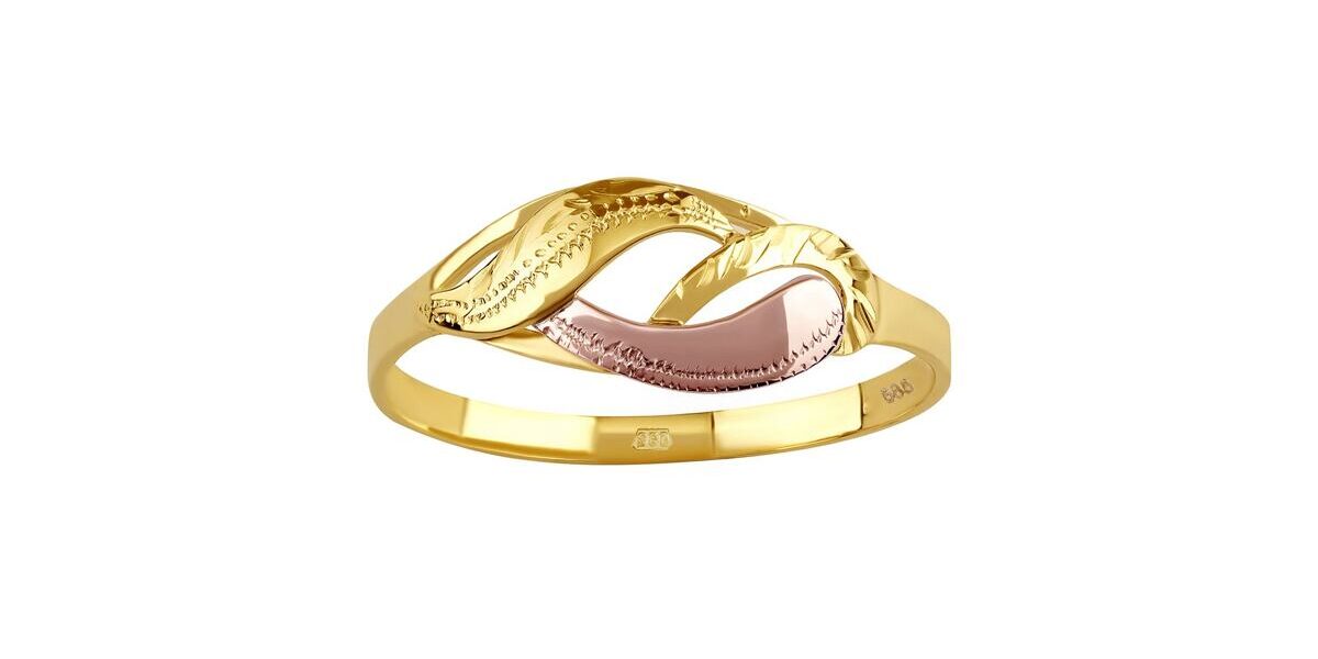Zlatý prsteň s ručným rytím Kaira zo žltého a ružového zlata veľkosť obvod 59 mm