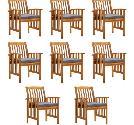 vidaXL Záhradné jedálenské stoličky 8 ks so sedákmi akáciový masív