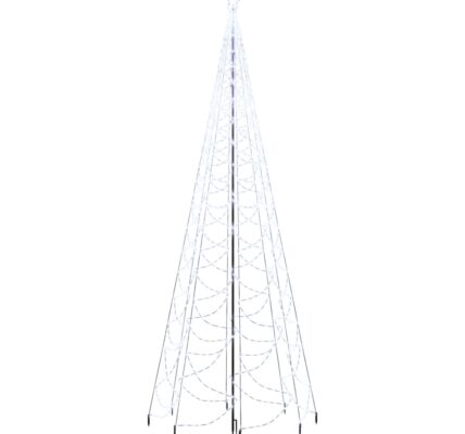 vidaXL Vianočný stromček s kovovým stĺpikom 1400 LED, studený biely 5m