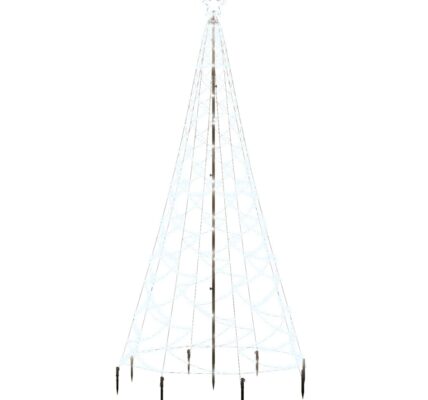 vidaXL Vianočný stromček s kovovým stĺpikom 500 LED, studený biely 3 m