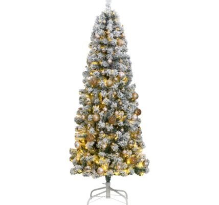 vidaXL Umelý výklopný vianočný stromček 300 LED a sada gúľ 180 cm