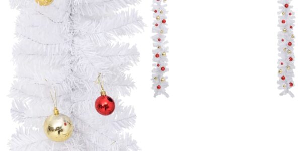 vidaXL Vianočná girlanda s ozdobami biela 10 m