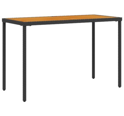 vidaXL Záhradný stôl s akáciovou doskou čierny 115x54x74 cm polyratan