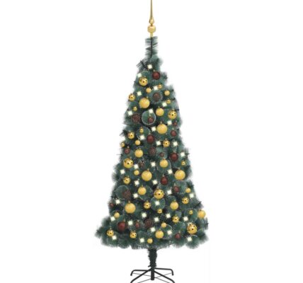 vidaXL Umelý vianočný stromček s LED a sadou gúľ, zelený 120cm PVC+PE
