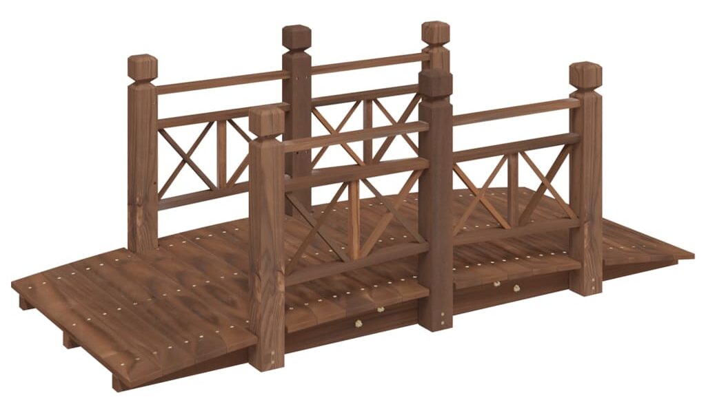 vidaXL Záhradný mostík so zábradlím 150x67x56 cm masívny smrek