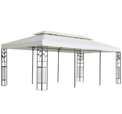 vidaXL Altánok s dvojitou strieškou, biely 6×3 m, oceľ