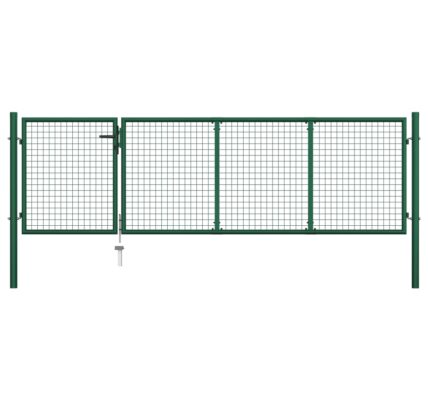 vidaXL Záhradná brána, oceľ 350×100 cm, zelená