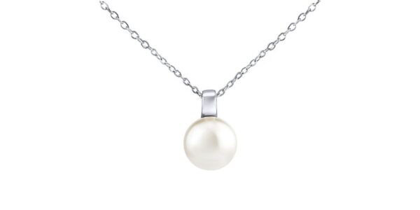 Strieborný náhrdelník s bielou perlou Swarovski® Crystals 12 mm