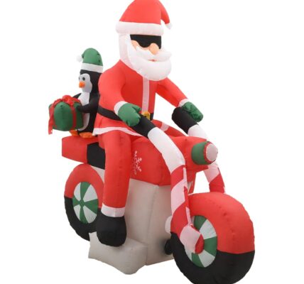 vidaXL Vianočný nafukovací Santa Claus na motorke s LED IP44 160 cm