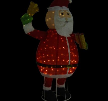 vidaXL Dekoratívny vianočný Santa Claus s LED, luxusná látka 180 cm