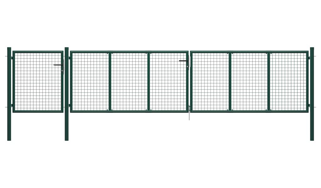 vidaXL Záhradná brána, oceľ 500×100 cm, zelená