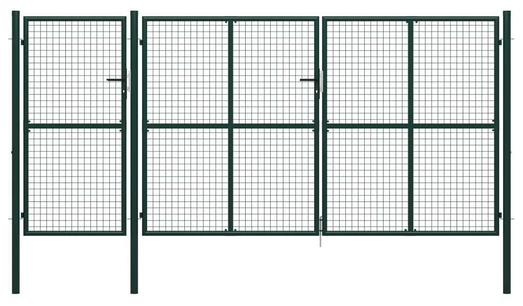 vidaXL Záhradná brána, oceľ 400×200 cm, zelená