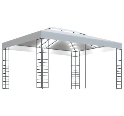 vidaXL Altánok s LED reťazou 4x3x2,7 m, biely