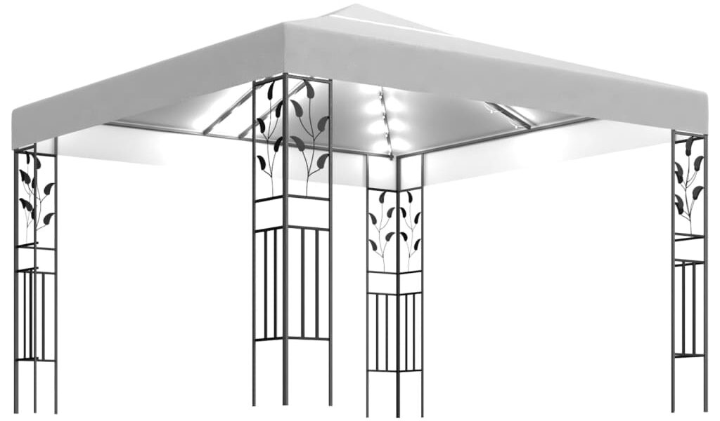 vidaXL Altánok s LED reťazou 3×3 m, biely