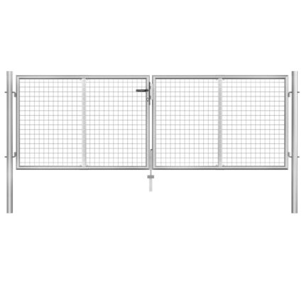 vidaXL Záhradná brána strieborná 306×125 cm galvanizovaná oceľ