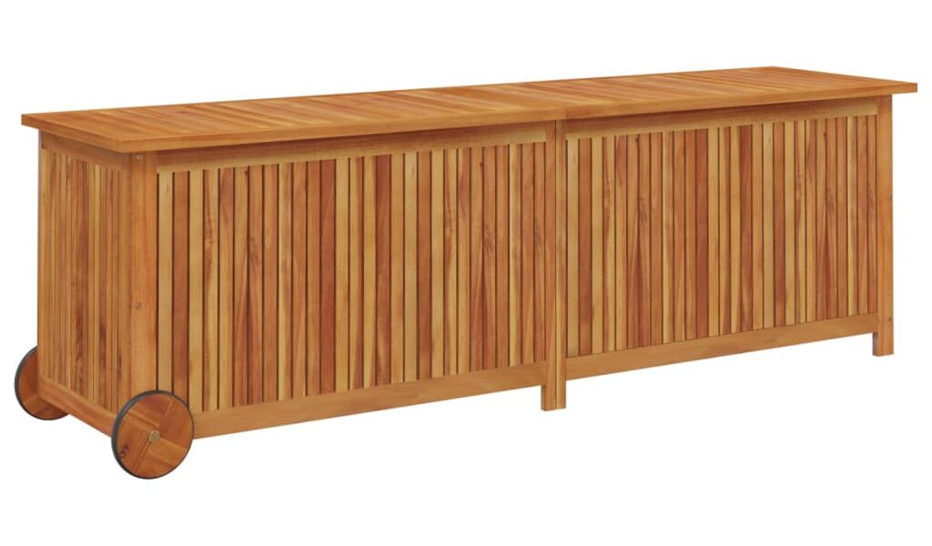 vidaXL Záhradný úložný box s kolieskami 150x50x58 cm masívna akácia