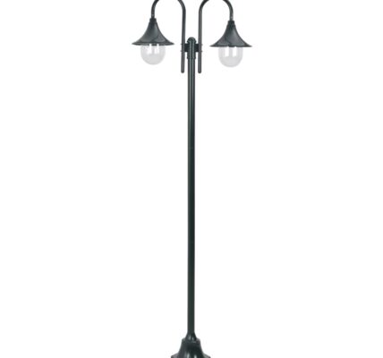 vidaXL Záhradná stĺpová lampa E27 220 cm hliník 2-lampáše tmavozelená