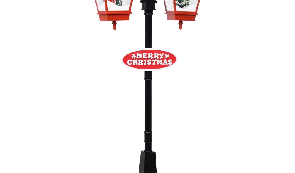 vidaXL Vianočná pouličná lampa so Santom čierno-červená 81x40x188 cm PVC