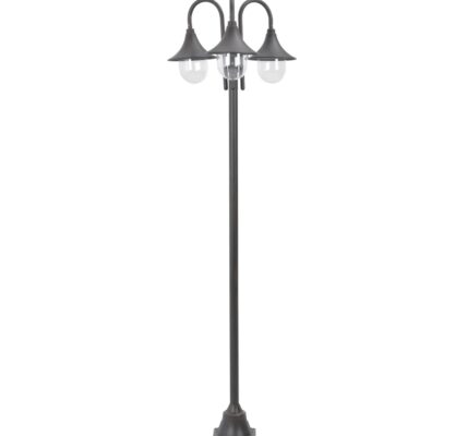 vidaXL Záhradná stĺpová lampa E27 220 cm hliníková 3-lampáše bronzová