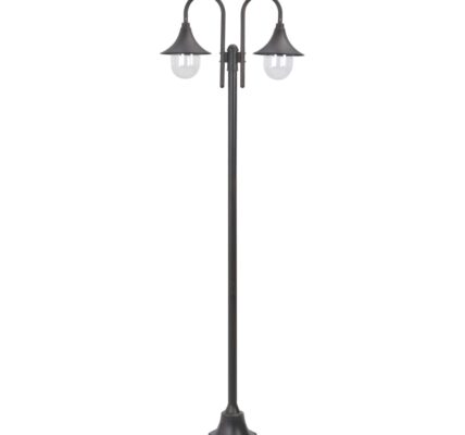 vidaXL Záhradná stĺpová lampa E27 220 cm hliníková 2-lampáše bronzová