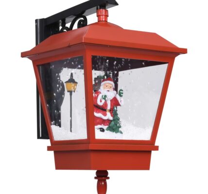 vidaXL Vianočná nástenná lampa s LED svetlami a Santom červené 40x27x45 cm