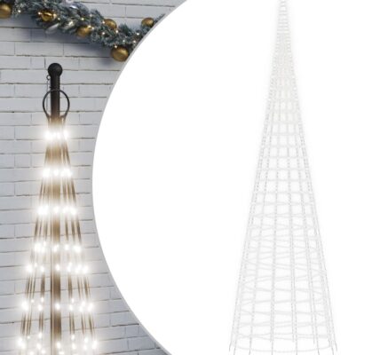 vidaXL Svetlo na vianočný stromček na stožiar 3000LED stud.biele 800cm