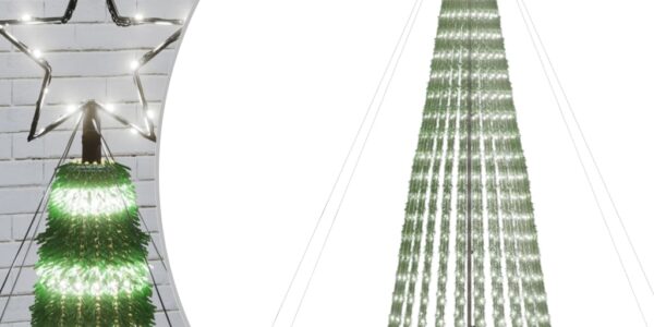 vidaXL Vianočný stromček svetelný kužeľ 688 LED studený biely 300 cm