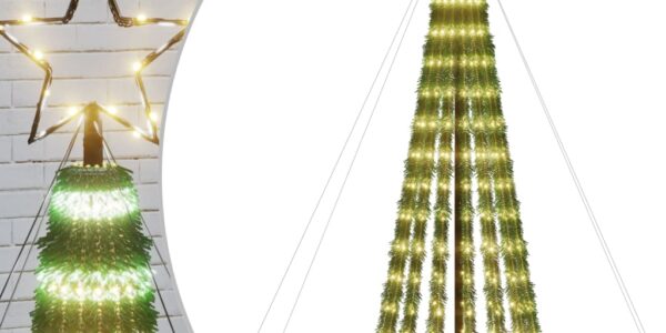 vidaXL Vianočný stromček svetelný kužeľ 275 LED teplý biely 180 cm