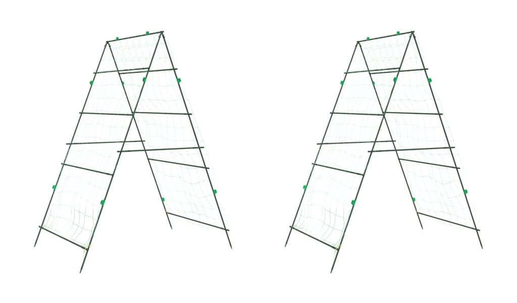 vidaXL Záhradné mriežky pre popínavé rastliny 2 ks A-rám oceľ