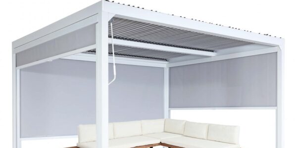 Bioklimatická pergola HWC-L41 3×3 so 3 bočnými stenami Biela