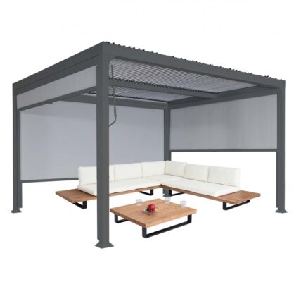 Bioklimatická pergola HWC-L41 3×3 so 3 bočnými stenami Antracit