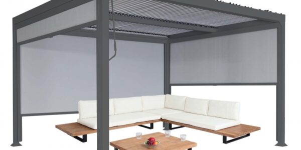 Bioklimatická pergola HWC-L41 3×3 so 3 bočnými stenami Antracit