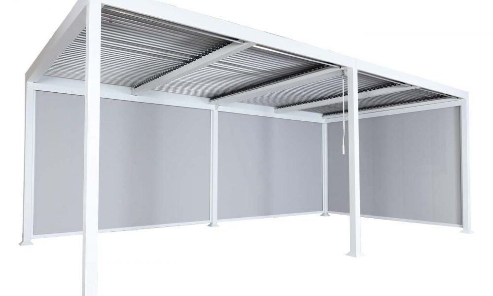 Bioklimatická pergola HWC-L46 3×6 so 3 bočnými stenami Biela