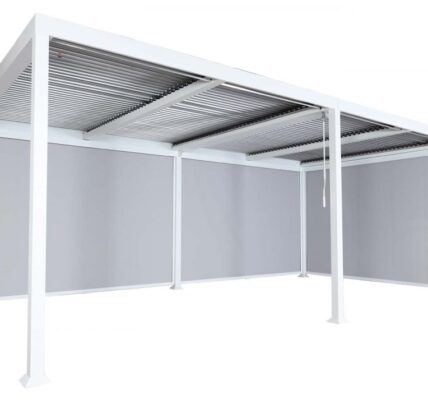 Bioklimatická pergola HWC-L46 3×6 so 3 bočnými stenami Biela