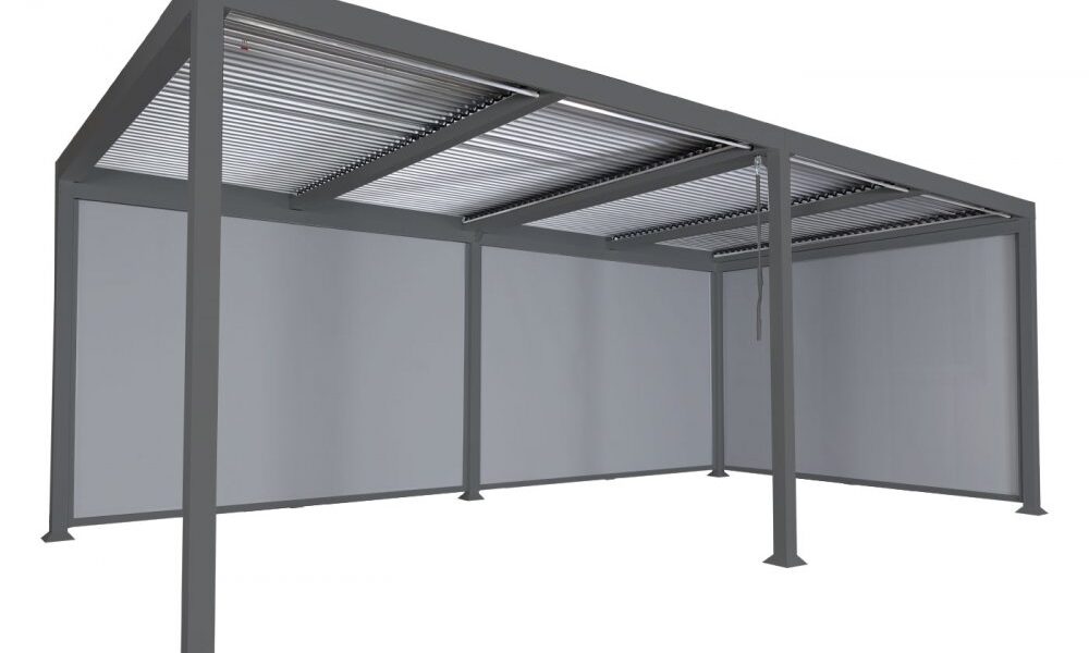 Bioklimatická pergola HWC-L46 3×6 so 3 bočnými stenami Antracit