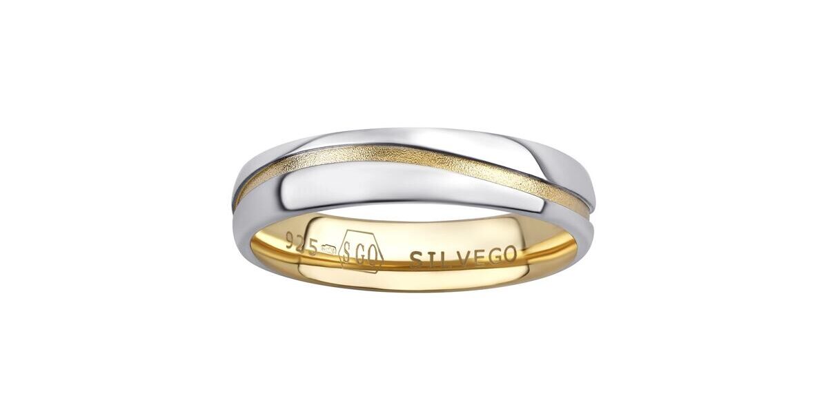 Snubný strieborný prsteň MARIAGE pozlátený žltým zlatom veľkosť obvod 62 mm